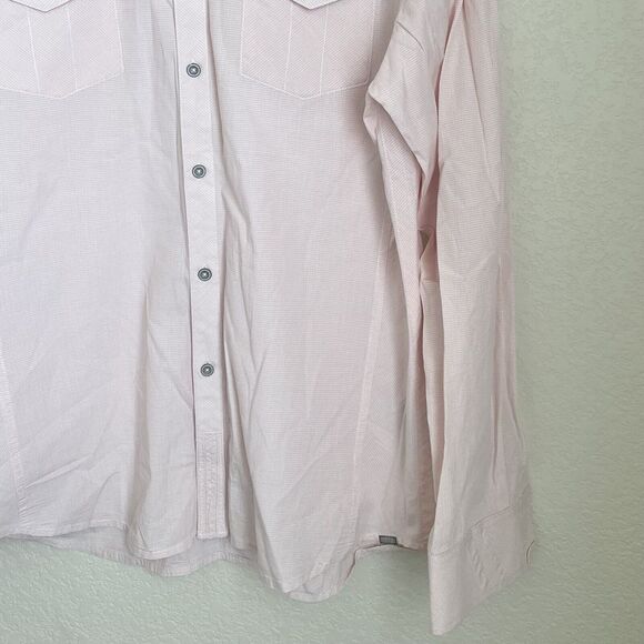 Buckle Black Mens Large Button Up Shirt Peach Long Sleeve Cotton Athletic Fit - Picture 4 of 10